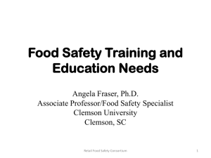Food Safety Education Training and Education Needs