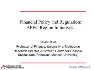 Financial Policy and Regulation: APEC Region Initiatives