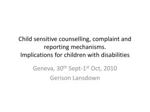 Gerison Lansdown - SRSG on Violence Against Children