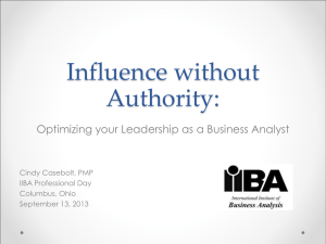 Influence without Authority - IIBA Columbus Ohio Chapter