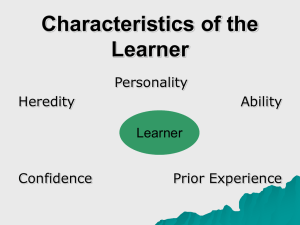 Characteristics of the learner