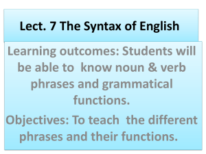 Lect. 7 The Syntax of English