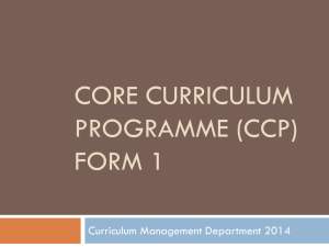 ALP Form 1 CCP Form 3 & Form 4 - Curriculum Management and