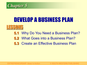 Chapter 5 DEVELOP A BUSINESS PLAN
