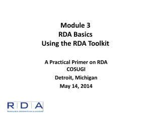 Module 3 - Using the RDA Toolkit