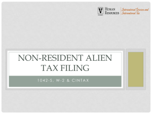Non-Resident Alien Tax Filing (1042-S, W
