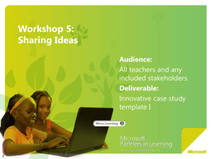 Workshop 5 - Microsoft - Partners in Learning Toolkit