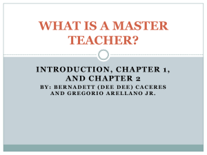 WHAT IS A MASTER TEACHER? - Donna Independent School District