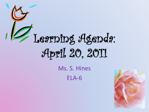 Learning Agenda: April 20, 2011
