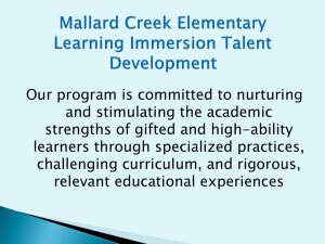 Mallard Creek Elementary Learning Immersion Talent Development