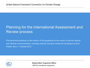 Planning for the International Assessment and Review