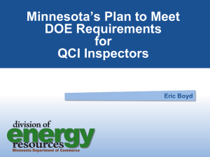 Minnesota`s Plan to Meet DOE Requirements for QC