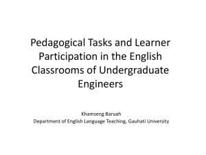 Pedagogical Tasks and Learner participation in the