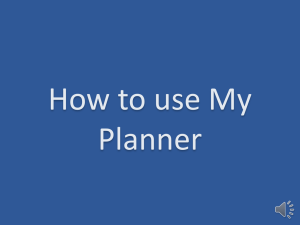 How to use My Planner