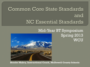 Common Core State Standards and NC Essential Standards