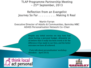 Martin Farran, Barnsley Council and ADASS Personalisation Network