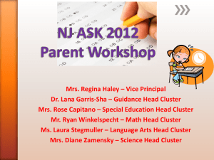 NJ ASK 2012 Parent Workshop Mrs. Regina Haley – Vice Principal