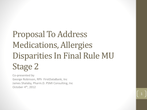 Proposal To Address Medications, Allergies Disparities In Final Rule
