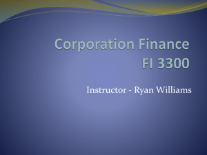 Corporation Finance FI 3300 - Ryan M. Williams at The University of