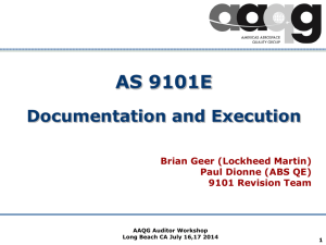 AS9101 Documentation and Execution