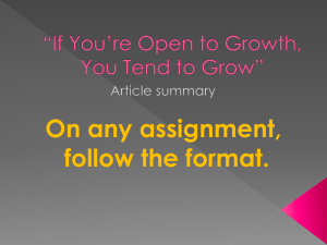 “If You`re Open to Growth, You Tend to Grow” By Janet Rae