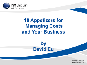 10 Appetisers for Managing Costs and Your Business by David Eu