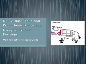 Unit 2: Rate, Ratio and Proportional Reasoning Using Equivalent