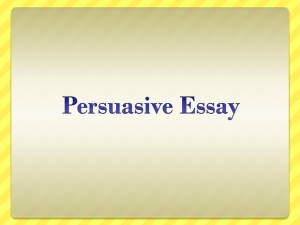 Persuasive Essay Paragraph ONE