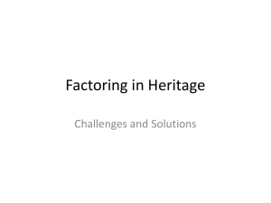Factoring in Heritage - The Heritage Alliance