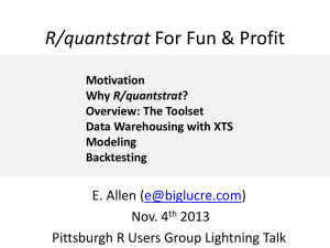 R/quantstrat For Fun & Profit