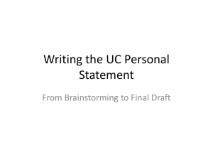 UC Personal Statement Writing Tips