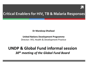 Critical Enablers for HIV, TB & Malaria Responses