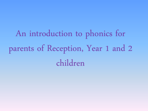 An introduction to phonics for parents of Reception and Year 1