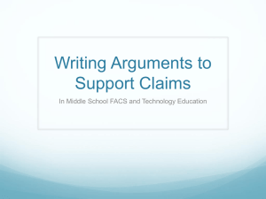 Writing Arguments to Support Claims