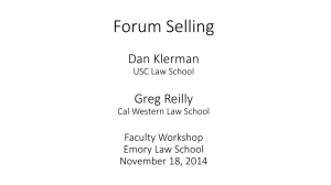 Forum Selling Dan Klerman USC Law School Greg Reilly Cal
