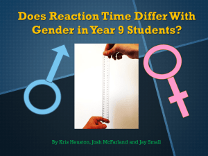 Does reaction time differ with gender in Yr 9 students?