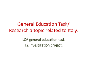 General Education Task/Research a topic related to Italy