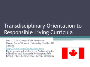 Transdisciplinary Orientation to Responsible Living Curricula (2012)
