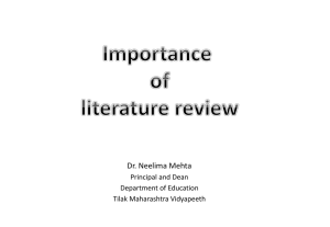 The Literature Review - Tilak Maharashtra Vidyapeeth