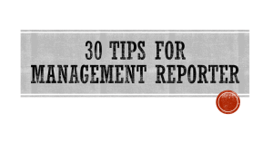 30 Tips for Management Reporter