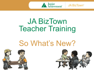 JA BizTown Veteran Teacher Power Point