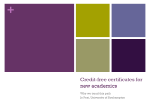 Credit-free certificates for new academics - Jo Peat
