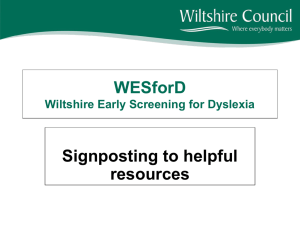 WESforD - Wiltshire Early Screening for Dyslexia presentation