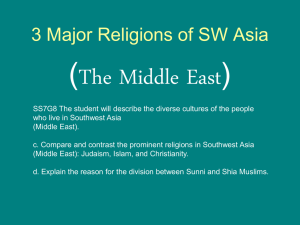3 Major Religions of SW Asia