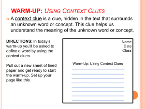 WARM-UP: Using Context Clues DIRECTIONS
