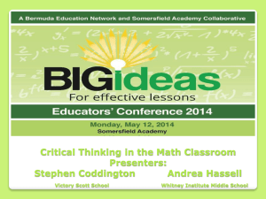 Critical Thinking in the Math Classroom Presenters