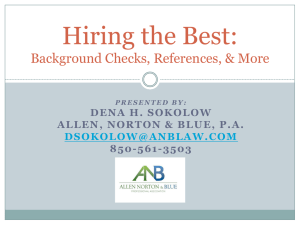 2014-01-30 Hiring the Best, Background Checks, References and