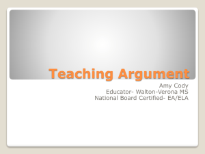 Teaching Argument - mscodysclass