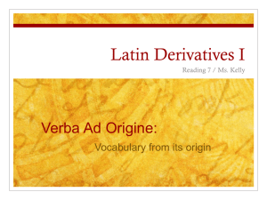 Latin Derivatives I