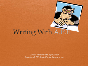 Writing With A.P.E. - English II with Mr. Davis